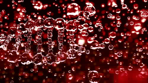 Red DNA Helix Animation with Glowing Bubbles for Science