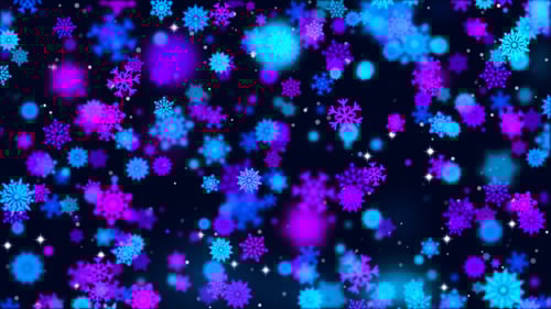 Animated Blue Purple Snowflakes Falling Background Loop