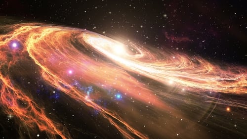 Rotierende Spiralgalaxie mit Sternen im Weltraum