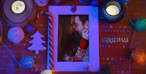 Christmas Holiday Photo Album with Festive Lights and Animated Frames
