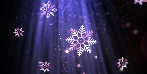 Falling Snowflakes and Glitter Particles with Festive Light Beams