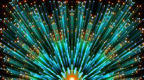 Glowing Abstract Light Rays with Twinkling Stars Background