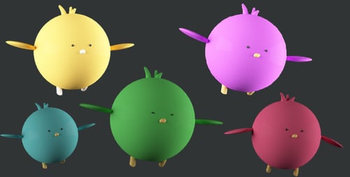 Paquete colorido de pájaro de dibujos animados