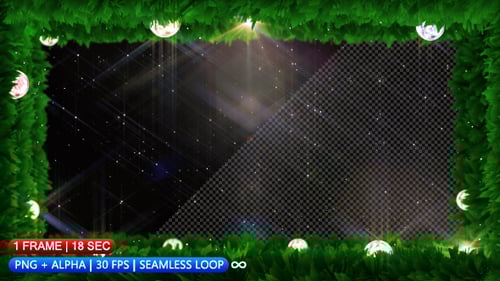Animated Christmas Border with Glowing Ornaments