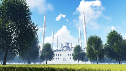 3D Mosque and Trees
