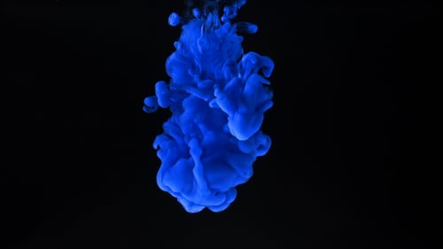 Blue Ink Splash on Black Background