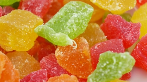 Colorful Candied Fruit Pieces Close Up