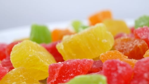 Colorful Candied Fruit Pieces Close Up