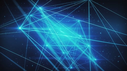 Abstract Digital Network Connection with Glowing Lines and Binary Data
