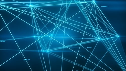 Futuristic Digital Network Connections with Glowing Blue Data Flow