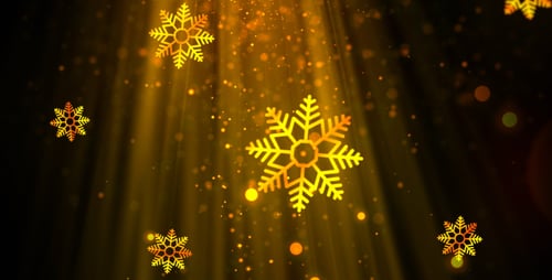 Festive Golden Snowflakes Light Rays Particle Background