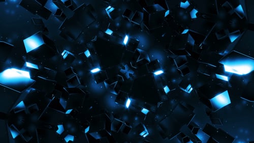 Abstract Blue Glowing Cubes Futuristic Background Loop