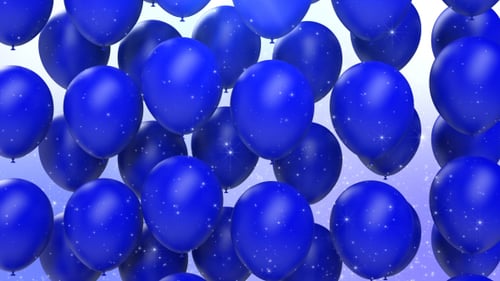 Blue Celebration Balloons Floating with Sparkling Light Background