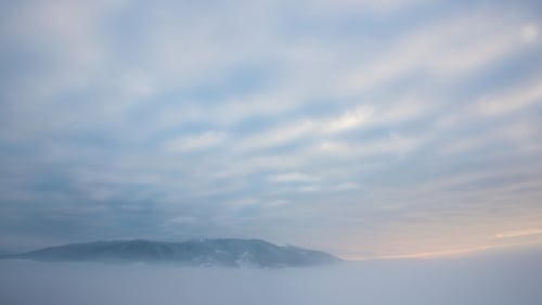 View in Foggy Sunset Winter Mountain