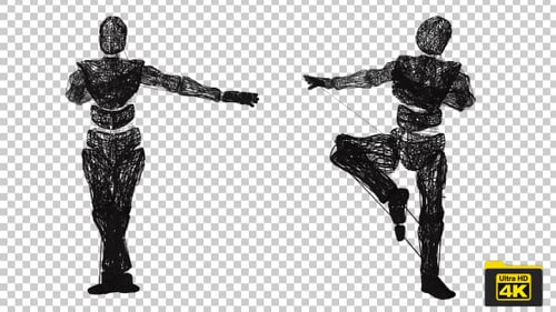 Hand-Drawn Dancing Figure Animation with Sketch Style
