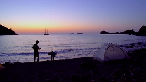 Children on the Shores of the Mediterranean at Dawn.