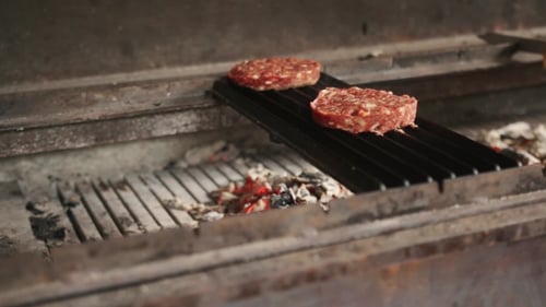 Beef Burger Grilling Professional Flipping
