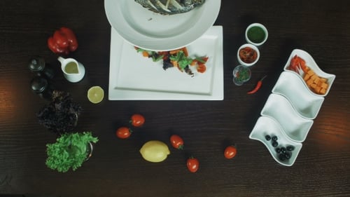 Chef Hands Served Whole Fish. Restaurant Preparation