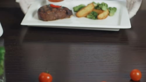 Prepared Plate with Steak, Potatoes, and Broccoli