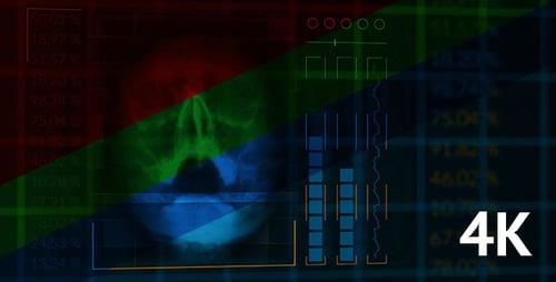 Futuristic Medical Skull X-Ray Scan HUD with Animated Data