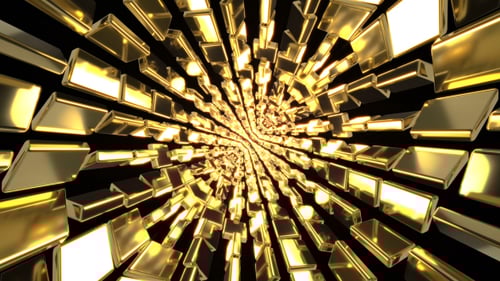 Abstract Golden Geometric Tunnel Dynamic Looping Background
