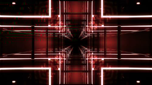 Futuristic Red Neon Light Tunnel Seamless Loop Background