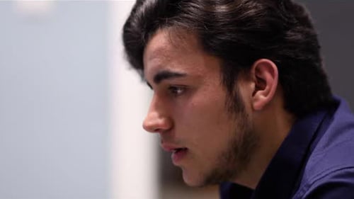 Man Talking Indoors in Close Up Shot