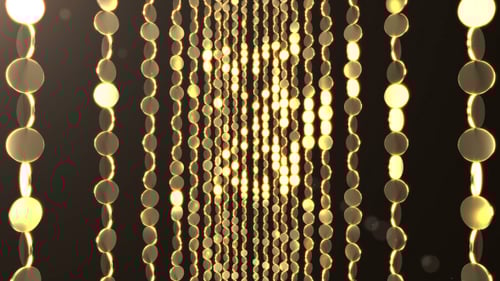 Abstract Golden Shimmering Bead Strings Background