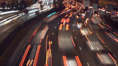 Night Time Lapse of Highway Traffic