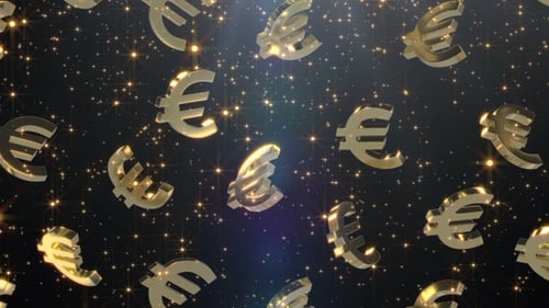 Luxury Golden Euro Symbols Falling Loop Background