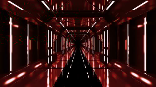 Abstract Futuristic Red Tunnel with Glowing Lights Loop