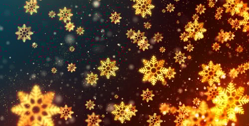 Golden Glowing Snowflakes Christmas New Year Particles Background