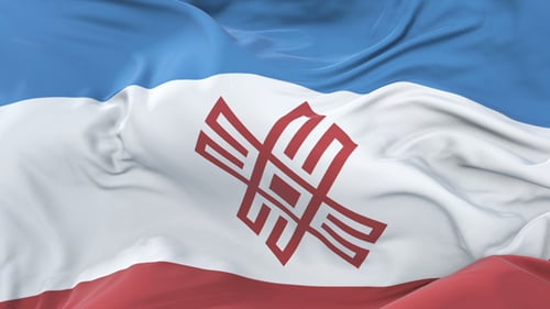 Waving Flag of the Mari El Republic with Realistic Fabric Motion