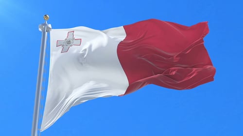 Maltese Flag Waving Seamless Loop with Realistic Fabric
