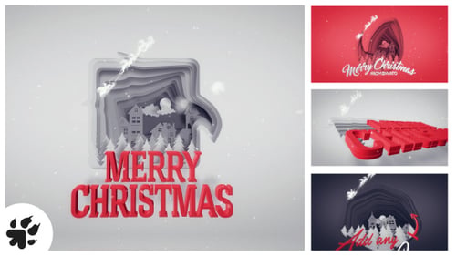 Saludos de Navidad recortados en papel