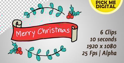 Hand-Drawn Merry Christmas Banner Reveal Animation