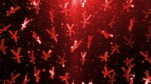 Falling Red Yen Symbols Seamless Loop Background