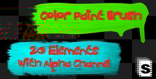 Animated Paint Brush Strokes Transition Elements with Alpha