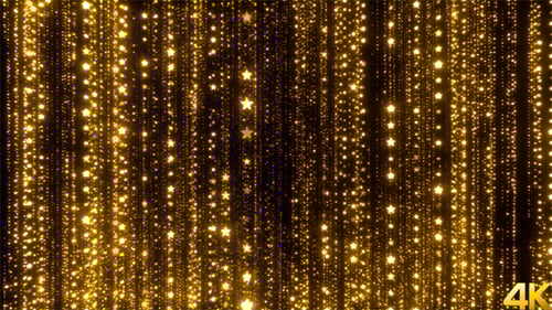 Golden Glittering Stars and Particles Festive Background