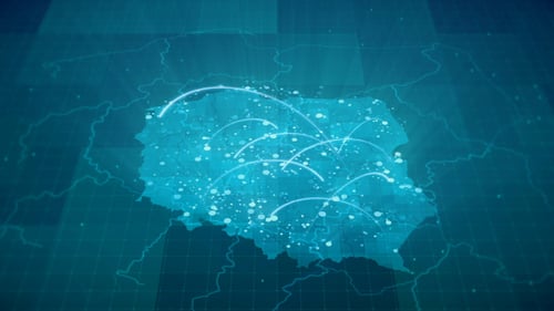 Digital Map of Poland with Network Connections