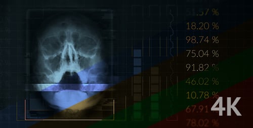 Scanning X-Ray Skull with Dynamic Medical Data Display
