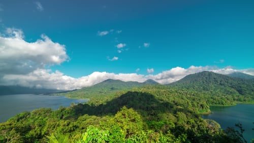 Panoramic View on Lake Lake Buyan and Tamblingan on Bali Island