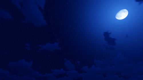 Animated Night Sky with Moon and Drifting Clouds