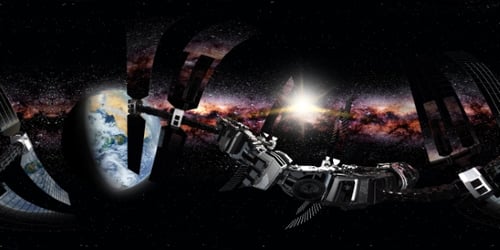 International Space Station Orbiting Earth in Virtual Reality