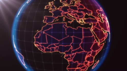 Futuristic Rotating Digital Earth Globe Animation