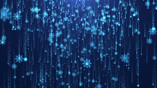 Falling Snowflakes and Sparkling Particle Trails Background