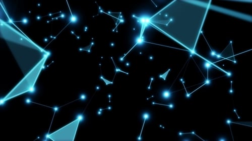 Dynamic Abstract Digital Network Loop with Glowing Particles