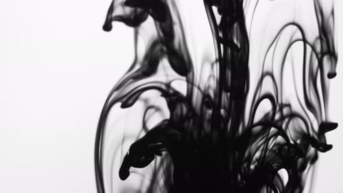 Abstract Black Ink Swirling in Water Background