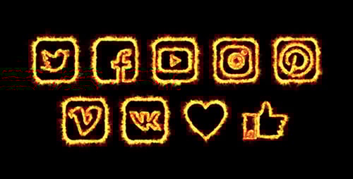 Fiery Social Media Icons Animation Pack