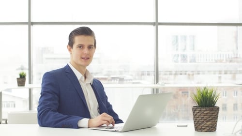 Portrait of Young Businessman Working in Office